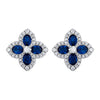 925 Silver 14ct Gold Plate CZ Set Clover Stud Earrings Blue