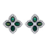 925 Silver 14ct Gold Plate CZ Set Clover Stud Earrings Blue