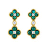 925 Silver 14ct Gold Plate CZ Set Clover Drop Earrings Blue