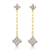 925 Silver 14ct Gold Plated CZ Set Clover Drop Earrings