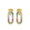 925 Silver 14ct Gold Plated Multi Col CZ Set Earrings