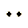 925 Silver Rhodium Plated CZ Set 5 Clover Stud Earrings Black Onyx Colour