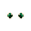 925 Silver Rhodium Plated CZ Set 5 Clover Stud Earrings Black Onyx Colour