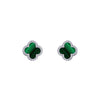 925 Silver Rhodium Plated CZ Set 5 Clover Stud Earrings Black Onyx Colour
