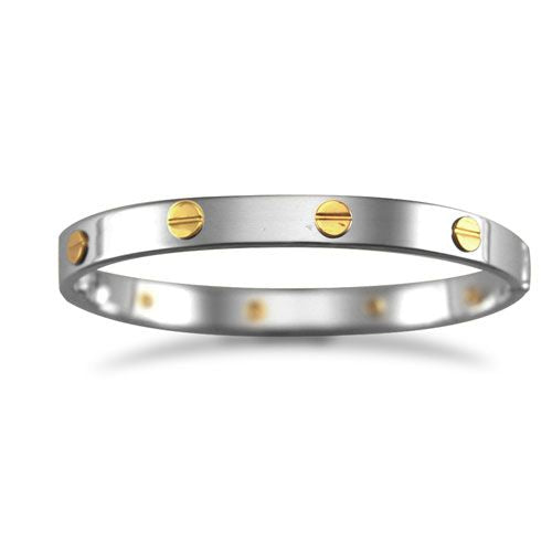 Sterling Silver Bracelet - 925 Silver Rhodium Plated Bangle With 9ct Screws - Child - by Hearts Forever Jewellers