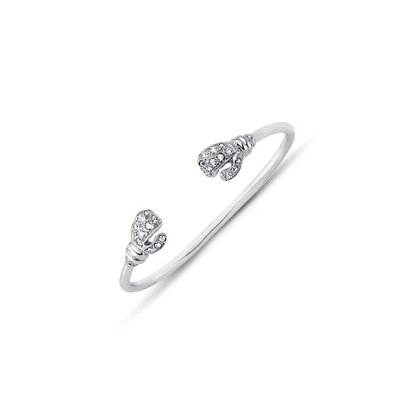 Sterling Silver Cubic Zirconia Bracelet - 925 Sterling Silver CZ Set Boxing Glove Baby / Childrens Bangle - by Hearts Forever Jewellers