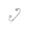Sterling Silver Cubic Zirconia Bracelet - 925 Sterling Silver CZ Set Heart Torque Baby / Childrens Bangle - by Hearts Forever Jewellers