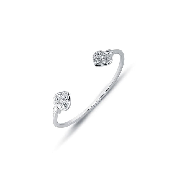 Sterling Silver Cubic Zirconia Bracelet - 925 Sterling Silver CZ Set Heart Torque Baby / Childrens Bangle - by Hearts Forever Jewellers