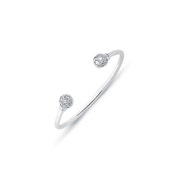 Sterling Silver Cubic Zirconia Bracelet - 925 Sterling Silver CZ Set Torque Baby / Childrens Bangle - by Hearts Forever Jewellers