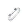 Sterling Silver Cubic Zirconia Bracelet - 925 Sterling Silver CZ Set Twin Heart Expanding Baby / Childrens Bangle - by Hearts Forever Jewellers