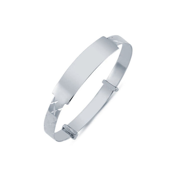 Sterling Silver Diamond Bracelet - 925 Silver Childs Diamond Cut ID Expander Bangle - by Hearts Forever Jewellers
