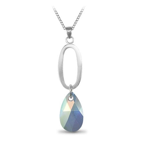 Sterling Silver Necklace - 925 Sterling Silver Tear Drop Crystal On A Necklace - by Hearts Forever Jewellers