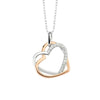 Sterling Silver Cubic Zirconia Necklace - 925 Silver CZ Set Double Heart Necklace - by Hearts Forever Jewellers