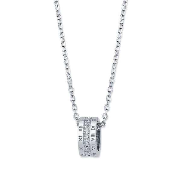 Sterling Silver Cubic Zirconia Necklace - 925 Silver CZ Set Circle of Life Necklace - by Hearts Forever Jewellers