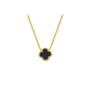 Sterling Silver Necklace - 925 Silver Rhodium Clover Necklace Onyx - by Hearts Forever Jewellers