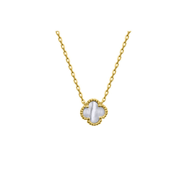 Sterling Silver Necklace - 925 Silver Rhodium Clover Necklace Onyx - by Hearts Forever Jewellers