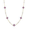 Sterling Silver Oval Necklace - 925 Silver 14ct Gold Plated CZ Set Clover Necklace Blue - by Hearts Forever Jewellers