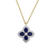 Sterling Silver Oval Necklace - 925 Silver 14ct Gold Plated CZ Set Clover Necklace Blue - by Hearts Forever Jewellers