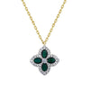 Sterling Silver Oval Necklace - 925 Silver 14ct Gold Plated CZ Set Clover Necklace Blue - by Hearts Forever Jewellers
