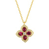 Sterling Silver Oval Necklace - 925 Silver 14ct Gold Plated CZ Set Clover Necklace Blue - by Hearts Forever Jewellers