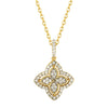 Sterling Silver Cubic Zirconia Necklace - 925 Silver 14ct Gold Plated CZ Set Clover Pendant - by Hearts Forever Jewellers