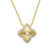 Sterling Silver Cubic Zirconia Necklace - 925 Silver 14ct Gold Plated CZ Set Clover Pendant - by Hearts Forever Jewellers