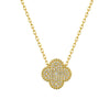 Sterling Silver Cubic Zirconia Necklace - 925 Silver 14ct Gold Plated CZ Set Clover Necklace - by Hearts Forever Jewellers