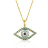 Sterling Silver Cubic Zirconia Necklace - 925 Silver 14ct Gold Plated CZ Set Evil Eye Necklace - by Hearts Forever Jewellers