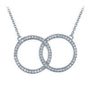 Sterling Silver Cubic Zirconia Necklace - 925 Silver Rhodium Plated CZ Set Twin Circle of Life Necklace - by Hearts Forever Jewellers