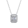 Sterling Silver Cubic Zirconia Necklace - 925 Silver Rhodium Plated CZ Set Emerald Shape Cluster Necklace - by Hearts Forever Jewellers