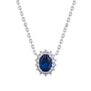 Sterling Silver Cubic Zirconia Necklace - 925 Silver Rhodium Plated CZ Set Princess Kate Necklace Blue - by Hearts Forever Jewellers