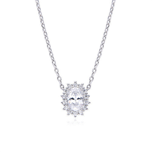 Sterling Silver Cubic Zirconia Necklace - 925 Silver Rhodium Plated CZ Set Princess Kate Necklace - by Hearts Forever Jewellers