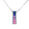 Sterling Silver Cubic Zirconia Necklace - 925 Silver Rhodium Plated Multi Col CZ Set Bar Necklace - by Hearts Forever Jewellers