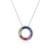 Sterling Silver Cubic Zirconia Necklace - 925 Silver Rhodium Plated Multi Col CZ Set Circle of Life Necklace - by Hearts Forever Jewellers