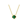 Sterling Silver Necklace - 925 Silver Rhodium Clover Necklace Onyx - by Hearts Forever Jewellers