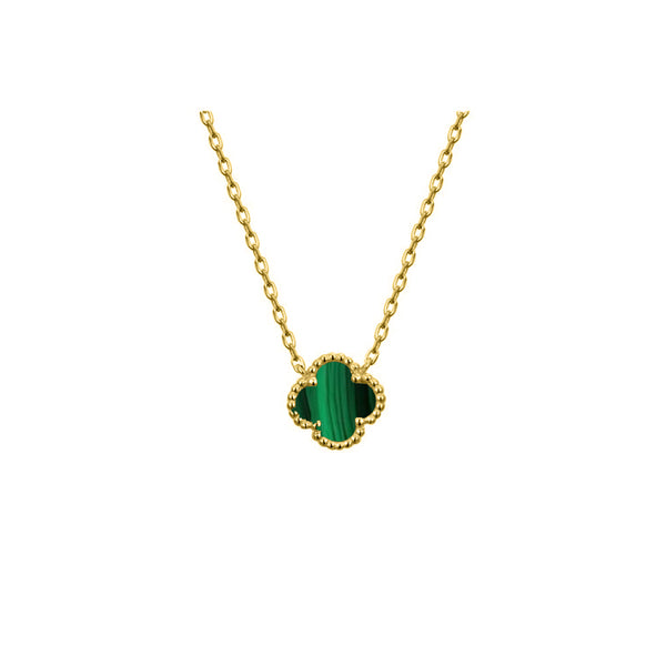 Sterling Silver Necklace - 925 Silver Rhodium Clover Necklace Onyx - by Hearts Forever Jewellers