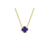 Sterling Silver Necklace - 925 Silver Rhodium Clover Necklace Onyx - by Hearts Forever Jewellers