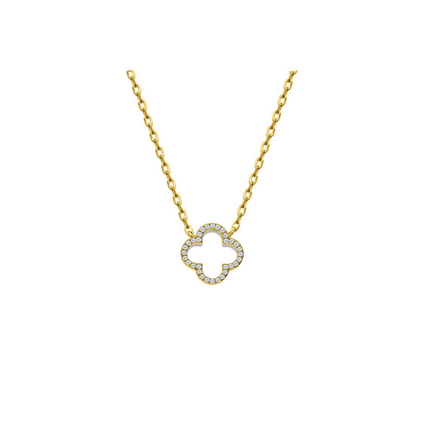Sterling Silver Necklace - 925 Silver Rhodium Clover Necklace Onyx - by Hearts Forever Jewellers