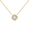 Sterling Silver Necklace - 925 Silver Rhodium Single Clover Necklace Black Onyx Colour - by Hearts Forever Jewellers