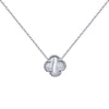 Sterling Silver Necklace - 925 Silver Rhodium Single Clover Necklace Black Onyx Colour - by Hearts Forever Jewellers