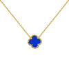 Sterling Silver Necklace - 925 Silver Rhodium Single Clover Necklace Black Onyx Colour - by Hearts Forever Jewellers