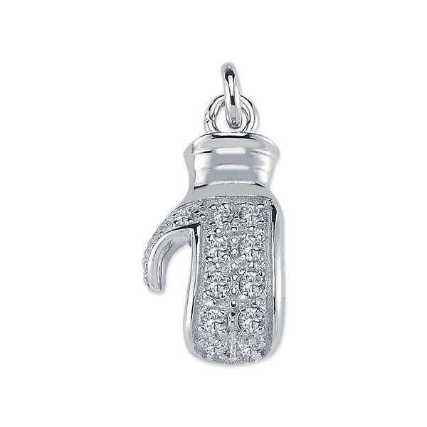 Sterling Silver Cubic Zirconia Necklace - 925 Silver CZ Set Boxing Glove Pendant - by Hearts Forever Jewellers