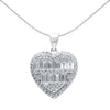 Sterling Silver Cubic Zirconia Necklace - 925 Silver CZ Brilliant and Baguette Cut Heart - by Hearts Forever Jewellers