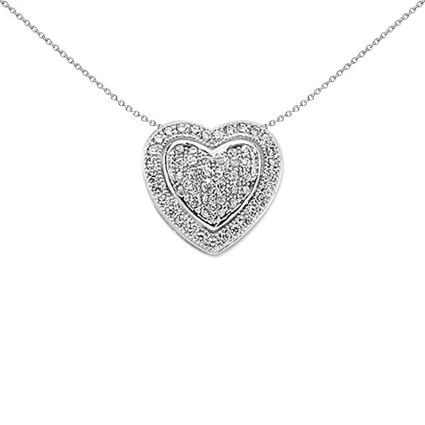 Sterling Silver Cubic Zirconia Necklace - 925 Silver CZ Heart Cluster Slider - by Hearts Forever Jewellers