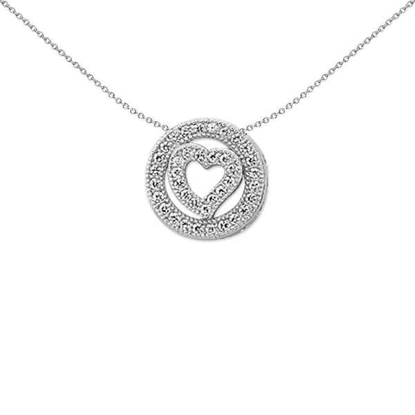 Sterling Silver Cubic Zirconia Necklace - 925 Silver CZ Heart in Circle Slider - by Hearts Forever Jewellers