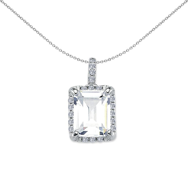 Sterling Silver Cubic Zirconia Necklace - 925 Silver Emerald Cut CZ Cluster Pendant - by Hearts Forever Jewellers