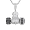 Sterling Silver Cubic Zirconia Necklace - 925 Silver CZ Set Dumbell Pendant - by Hearts Forever Jewellers