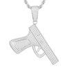 Sterling Silver Cubic Zirconia Necklace - 925 Silver CZ Set Handgun Pendant - by Hearts Forever Jewellers