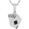 Sterling Silver Cubic Zirconia Necklace - 925 Silver CZ Set Hand of Playing Cards Pendant - by Hearts Forever Jewellers