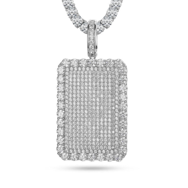 Sterling Silver Cubic Zirconia Necklace - 925 Silver CZ Set Dog Tag Pendant - by Hearts Forever Jewellers